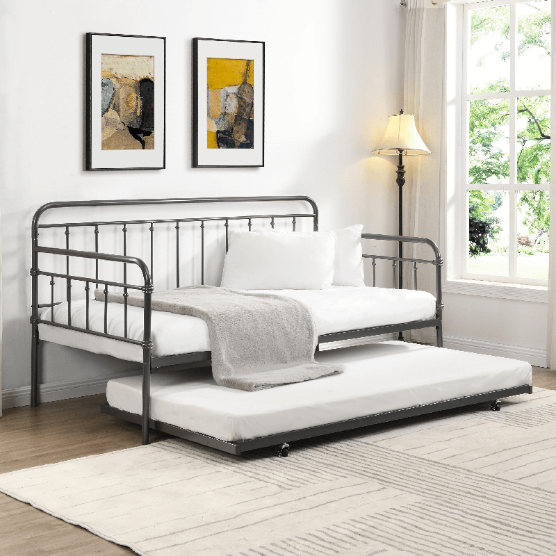 Metal Daybed with Trundle Angled in grey By Milton Green Stars product image