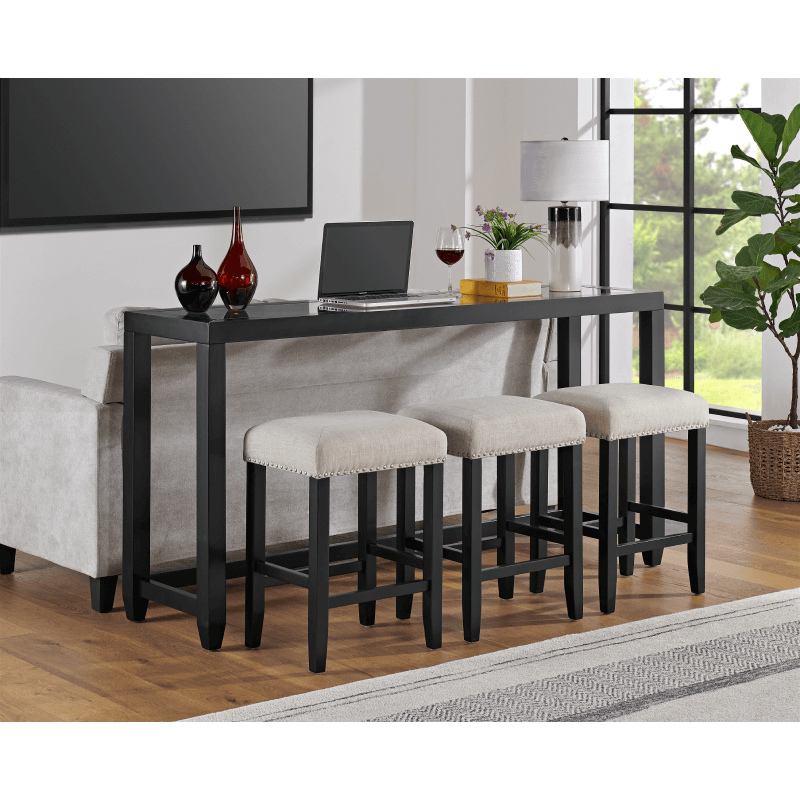 Cordero 4 Piece Pub With Stools and Outlets In Black By Martin Svensson Home