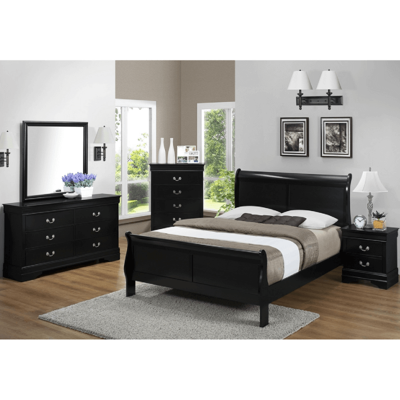 Louis Philip Full Bedroom Set in Black By Crown Mark