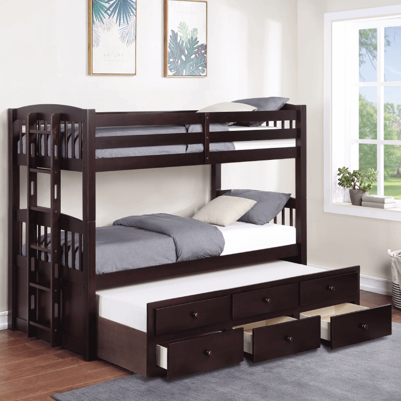 Logan Twin over Twin Bunk Bed in Cappuccino with Trundle By Coaster