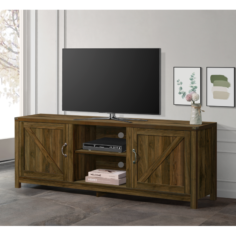 70″ Faux Wood TV Stand In Brown By Milton Green Stars