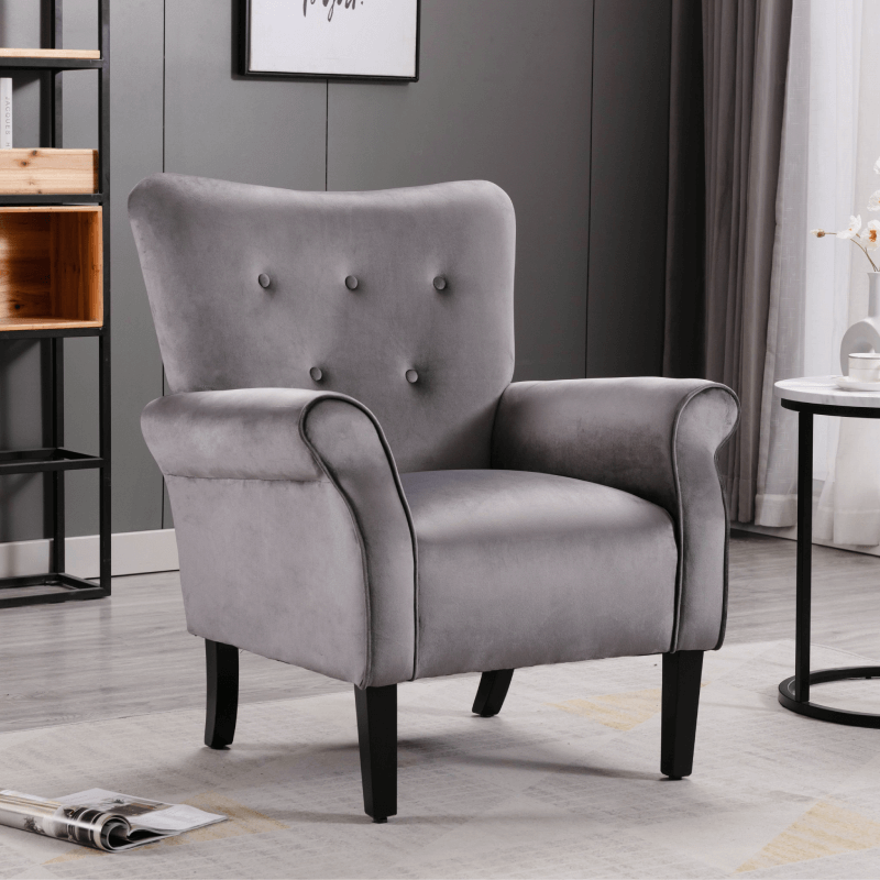 Accent Chair Grey Velvet By Home Elegance