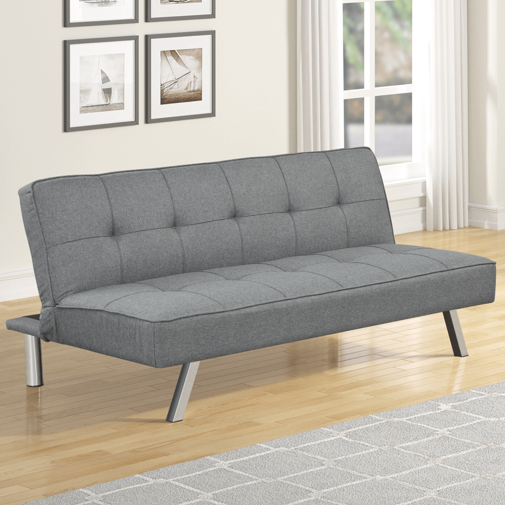Futon Sofa Bed in Grey Linen-Like Fabric By Casa Blanca