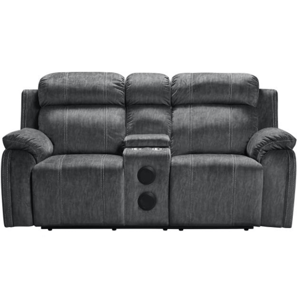 Tango Shadow Dual Reclining Loveseat with Bluetooth Speakers By New Classic Furniture