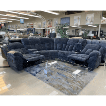Carter Dark Grey Fabric Modular Sectional with 2 Power Recliners By AC Pacific recliners open product image