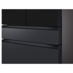 Samsung Bespoke Counter Depth 4-Door French Door Refrigerator with Family Hub ice drawer close up product image