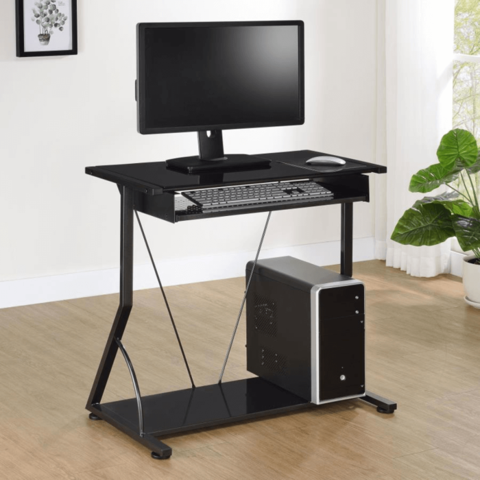 Mallet Small Computer Desk With Bottom Shelf in Black By Coaster product image