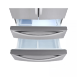 LG 27 Cu.Ft. 4 Door French Door Refrigerator In Stainless Steel LMWS27626S Drawers open without food product image