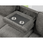 Estelle Dark Gray Fabric Reversible Sleeper Sectional with Storage Chaise Drop-Down Table 2 Cup Holders and 2 USB Ports By Lilola Home open cup holders product image