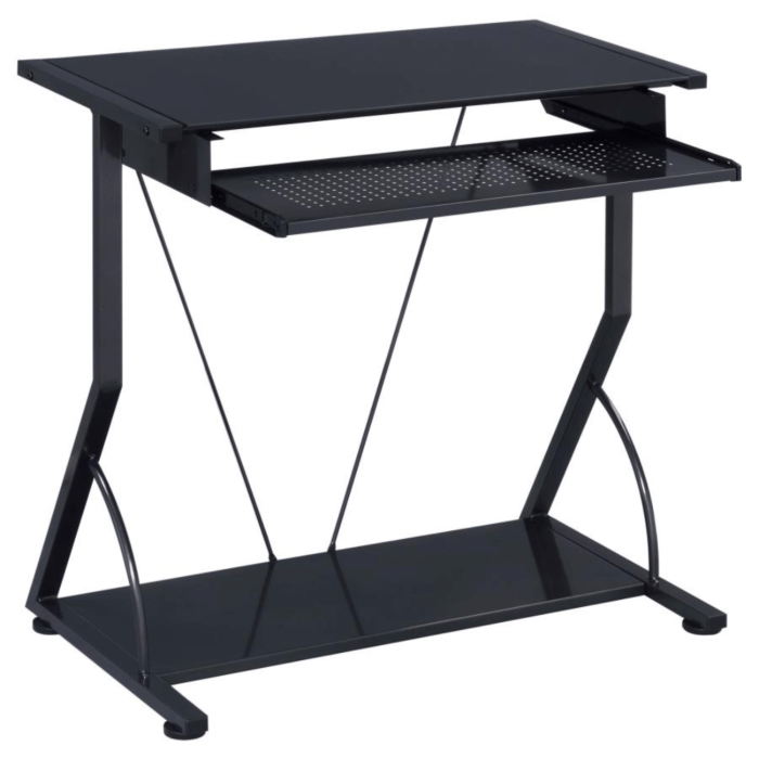 Mallet Small Computer Desk With Bottom Shelf in Black By Coaster no background product image