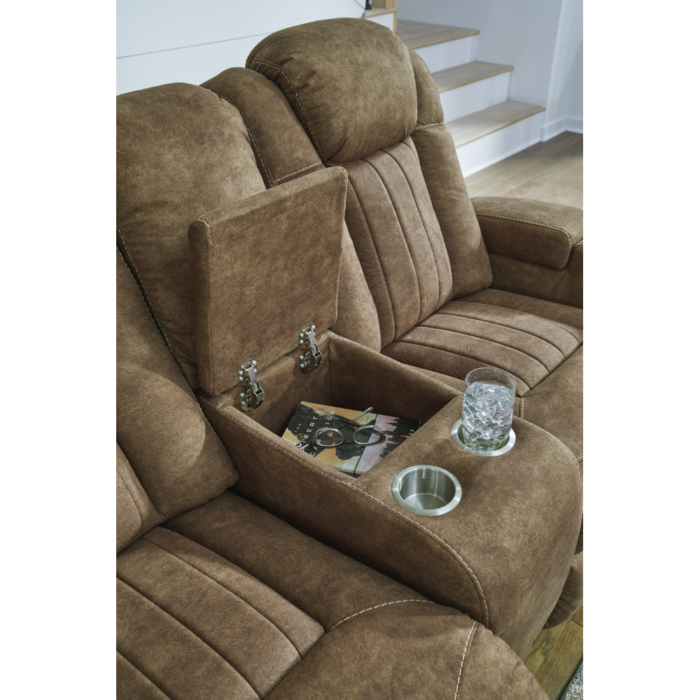 Wolfridge Dual Power Reclining Loveseat By Ashley center console open product image