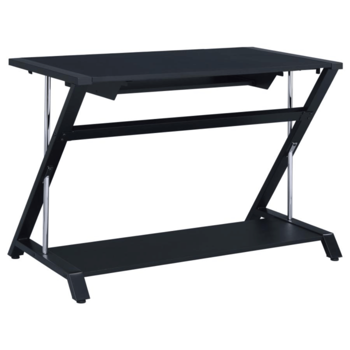 Mallet Computer Desk With Bottom Shelf in Black By Coaster no background oriduct image