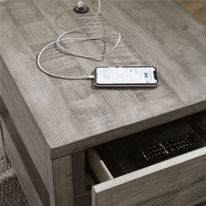Naydell End Table with USB Charging By Ashley charger close up product image