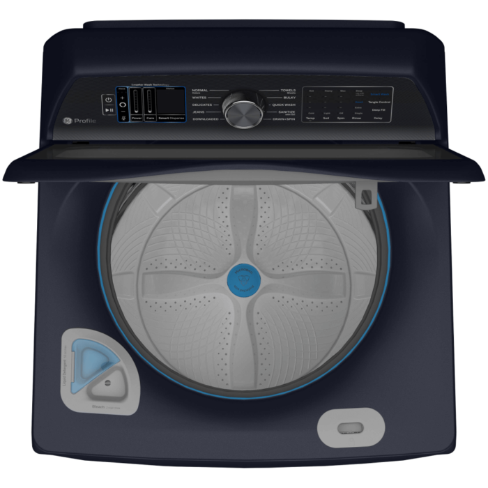 GE Profile™ 5.4 cu. ft. Capacity Washer with Smarter Wash Technology and FlexDispense™ top view product image