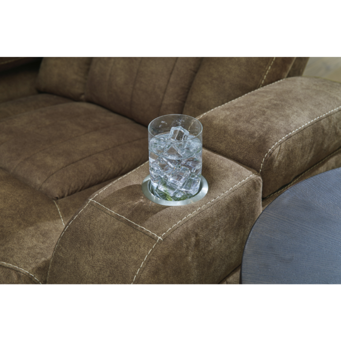 Wolfridge Dual Power Reclining Sofa and Loveseat By Ashley cup holders product image