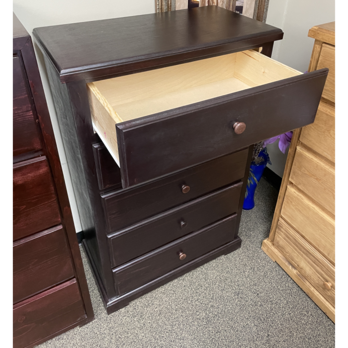 Cappuccino Finish Chest by Elias Furniture top angle drawer open product image