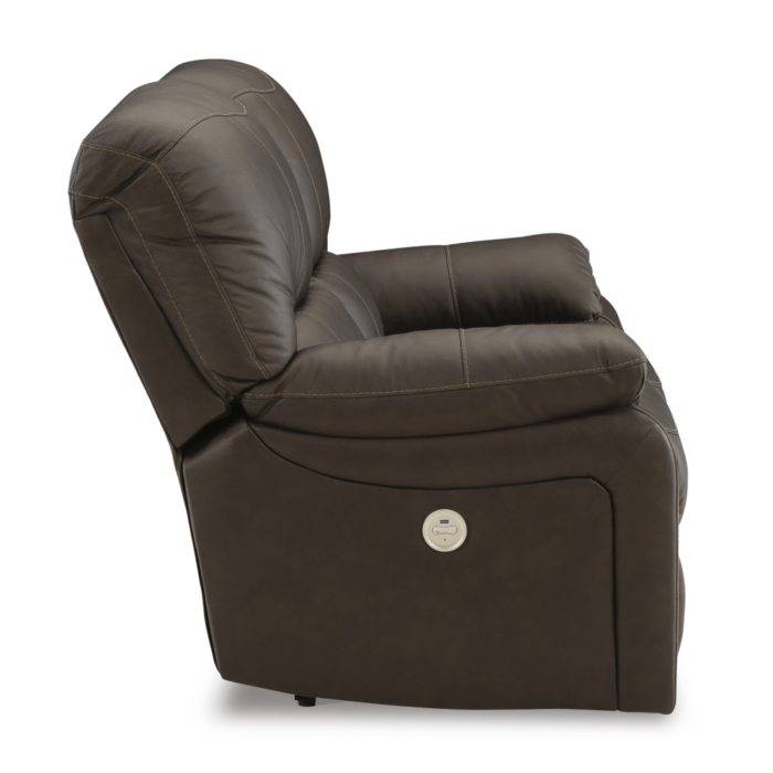 Leesworth Power Leather Reclining loveseat By Ashley side view product image