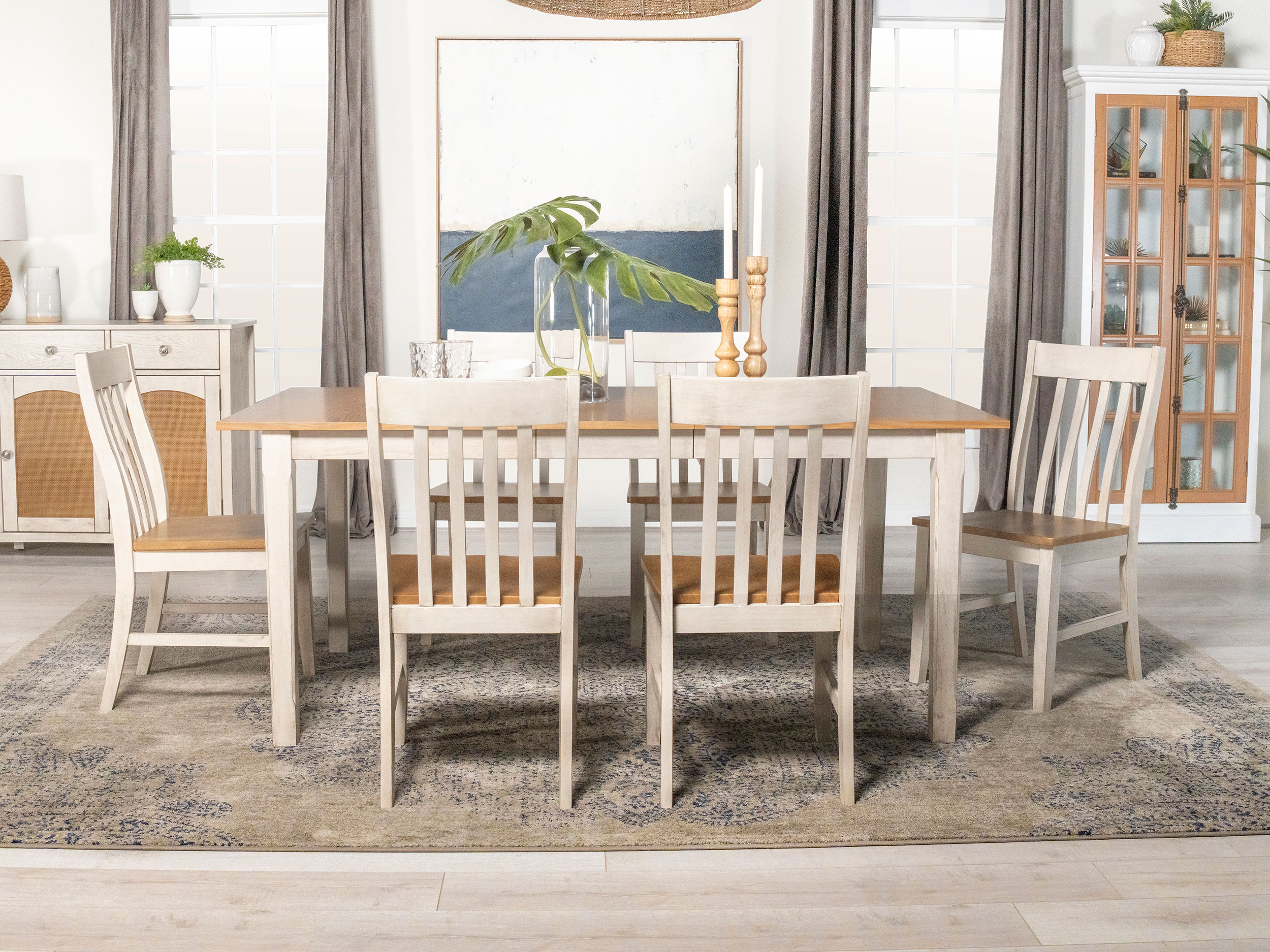 192691-S7_01xHD Kirby 7-piece Rectangular Dining Table Set Rustic Off White product image
