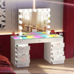 Eva Vanity Desk with 13 Storage Drawers with Full Light & RGB By Vanitii product image
