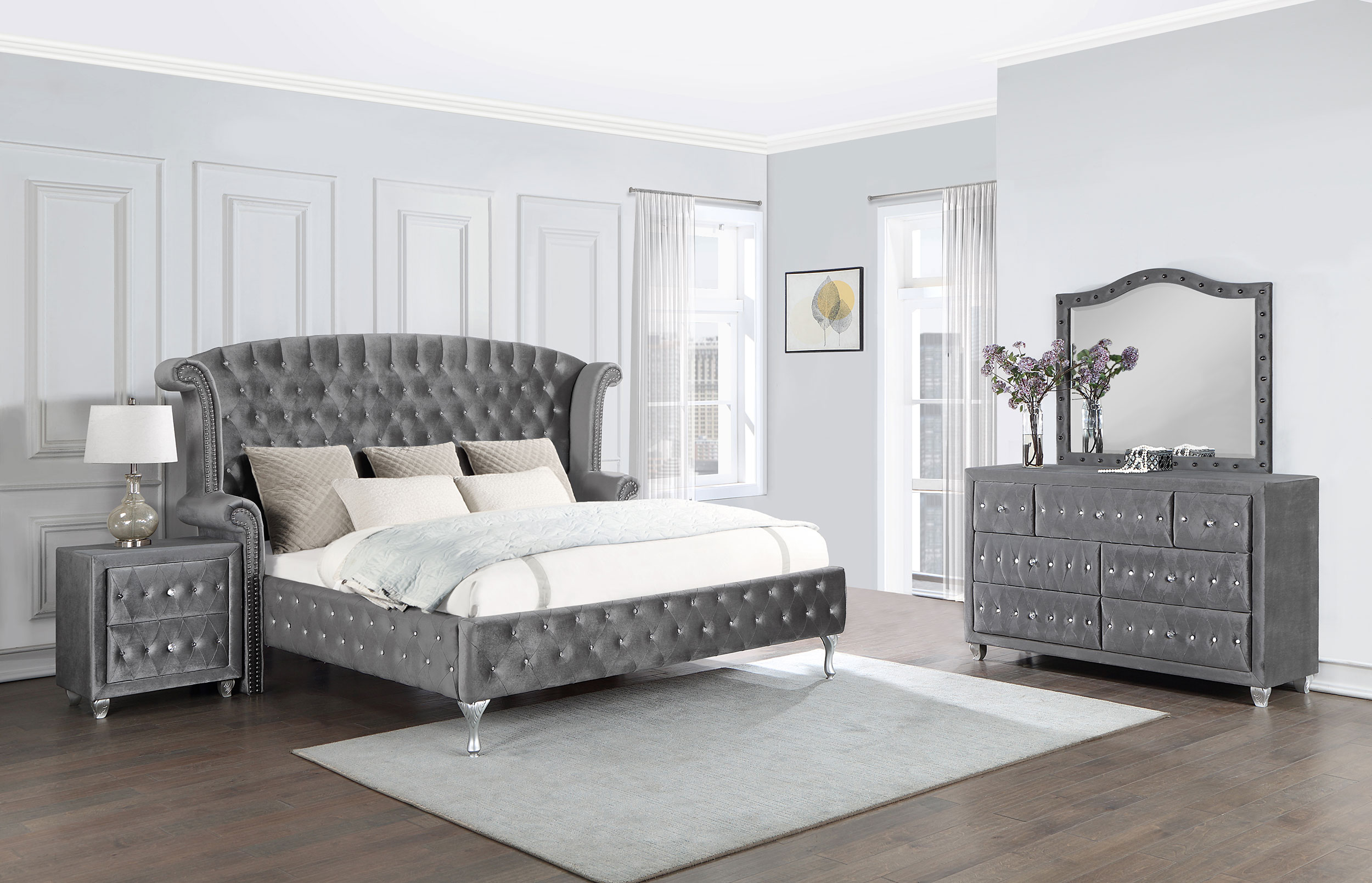 205101Q-S4_01xHD Deanna 4-piece Queen Bedroom Set Grey product image