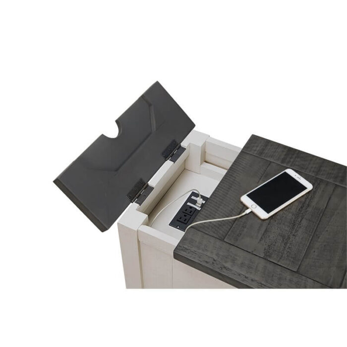 2172835-1-L Monterey Chairside table in White and Grey showing charger port product image