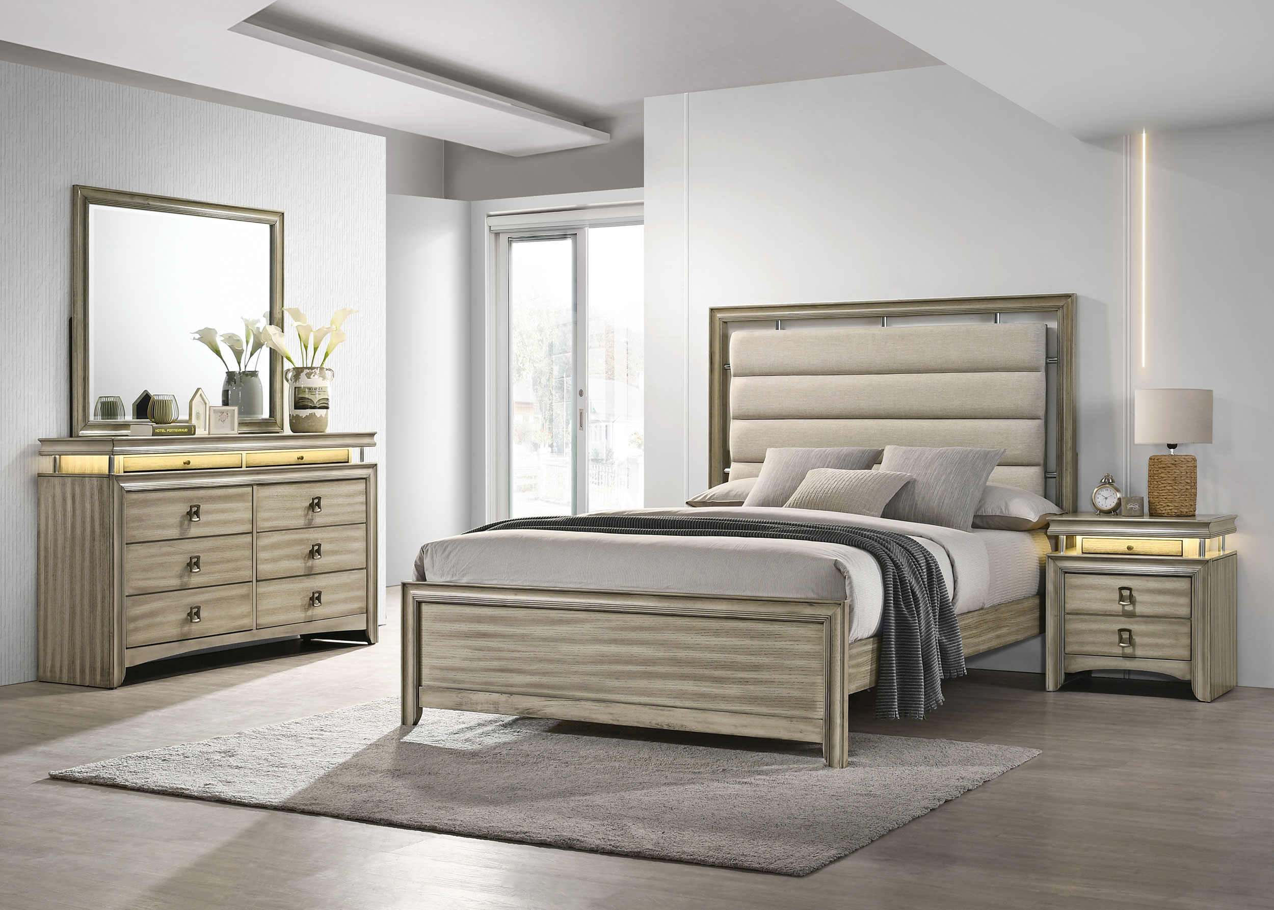 224391KW-S4_01xHD Giselle 4-piece California King Bedroom Set Rustic Beige product image