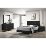 Kendall 4-piece Tufted Panel Queen Bedroom Set Black and Gold224451Q-S4_015 product image