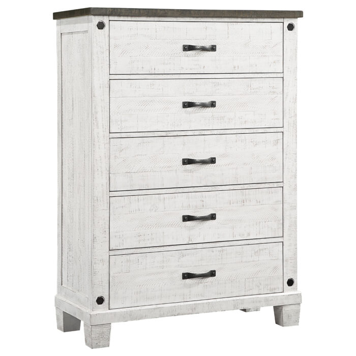 Lilith 5-drawer Bedroom Chest Distressed White product image