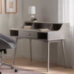 Grey Study Desk By Miekor in room product image