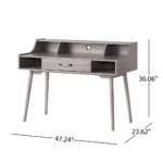 Grey Study Desk By Miekor dimensions product image