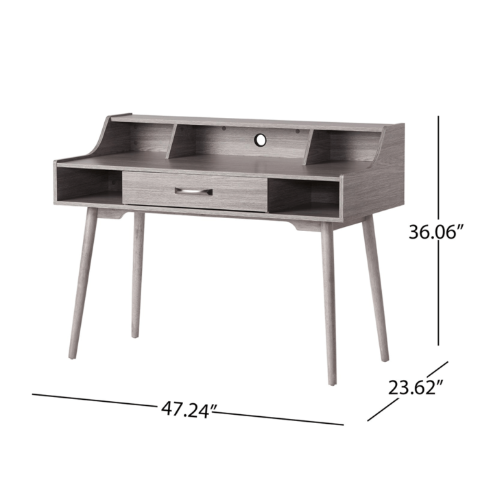 Grey Study Desk By Miekor dimensions product image
