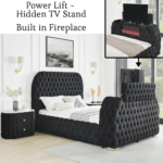 5115bk-qb Natalia Queen Black Fireplace and Lift TV Bed By Crown Mark product image