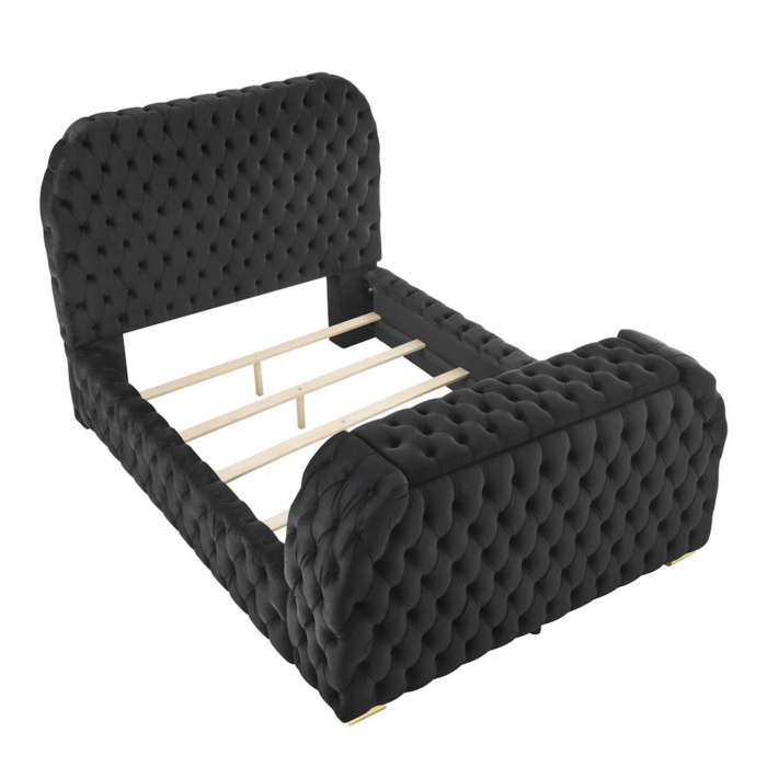 5115bk-qb Natalia Queen Black Fireplace and Lift TV Bed By Crown Mark no background product image