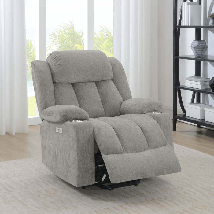 602284P Houston Upholstered Power Lift Recliner Grey By Coaster recliner showing product image