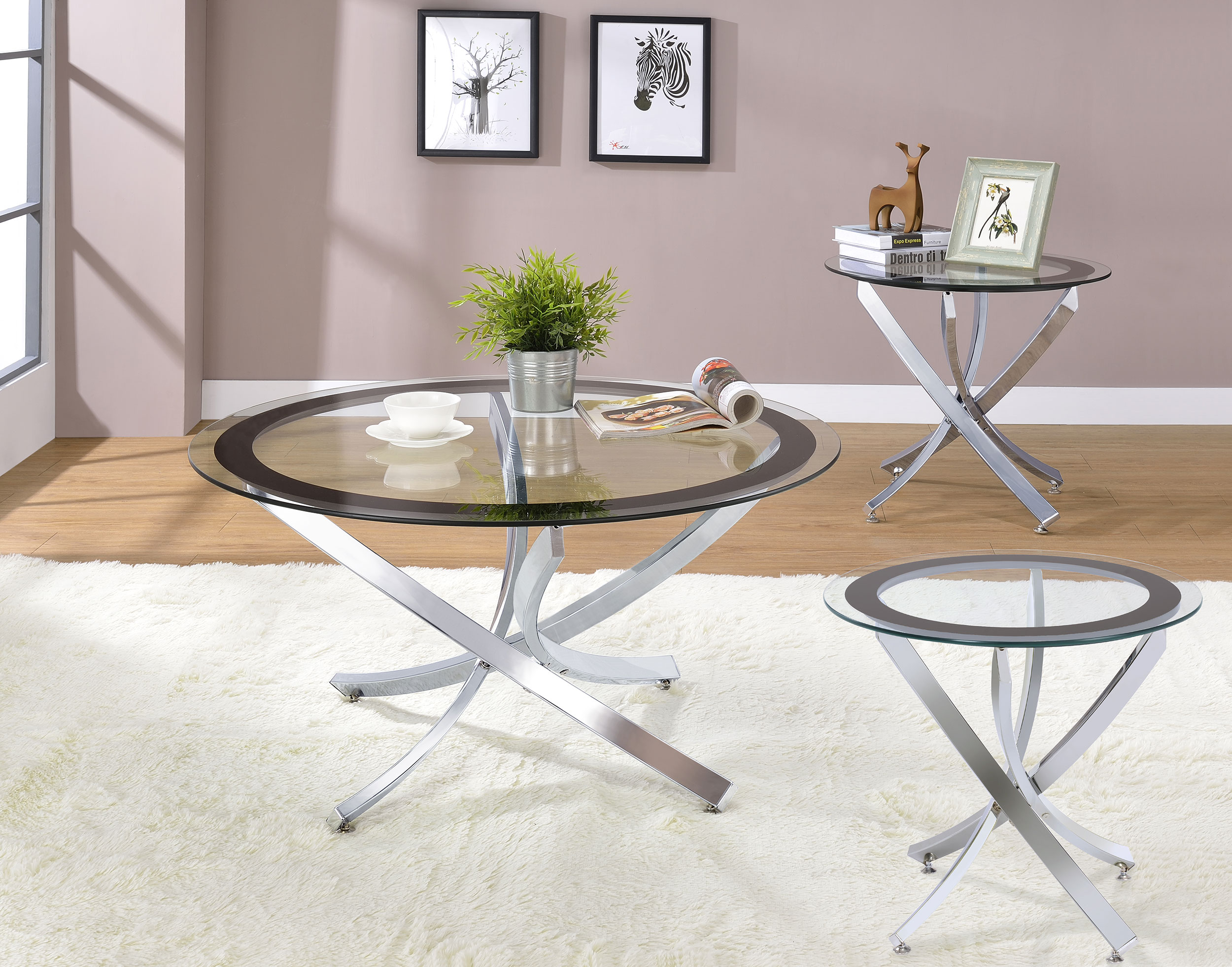 702588-SET_01xHD Brooke 3-piece Round Glass Top Coffee Table Set Chrome product image