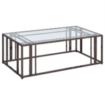708358 Adri Rectangular Glass Top Coffee Table Clear and Black Nickel By Coaster no background product image