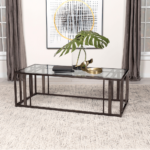 708358 Adri Rectangular Glass Top Coffee Table Clear and Black Nickel By Coaster product image