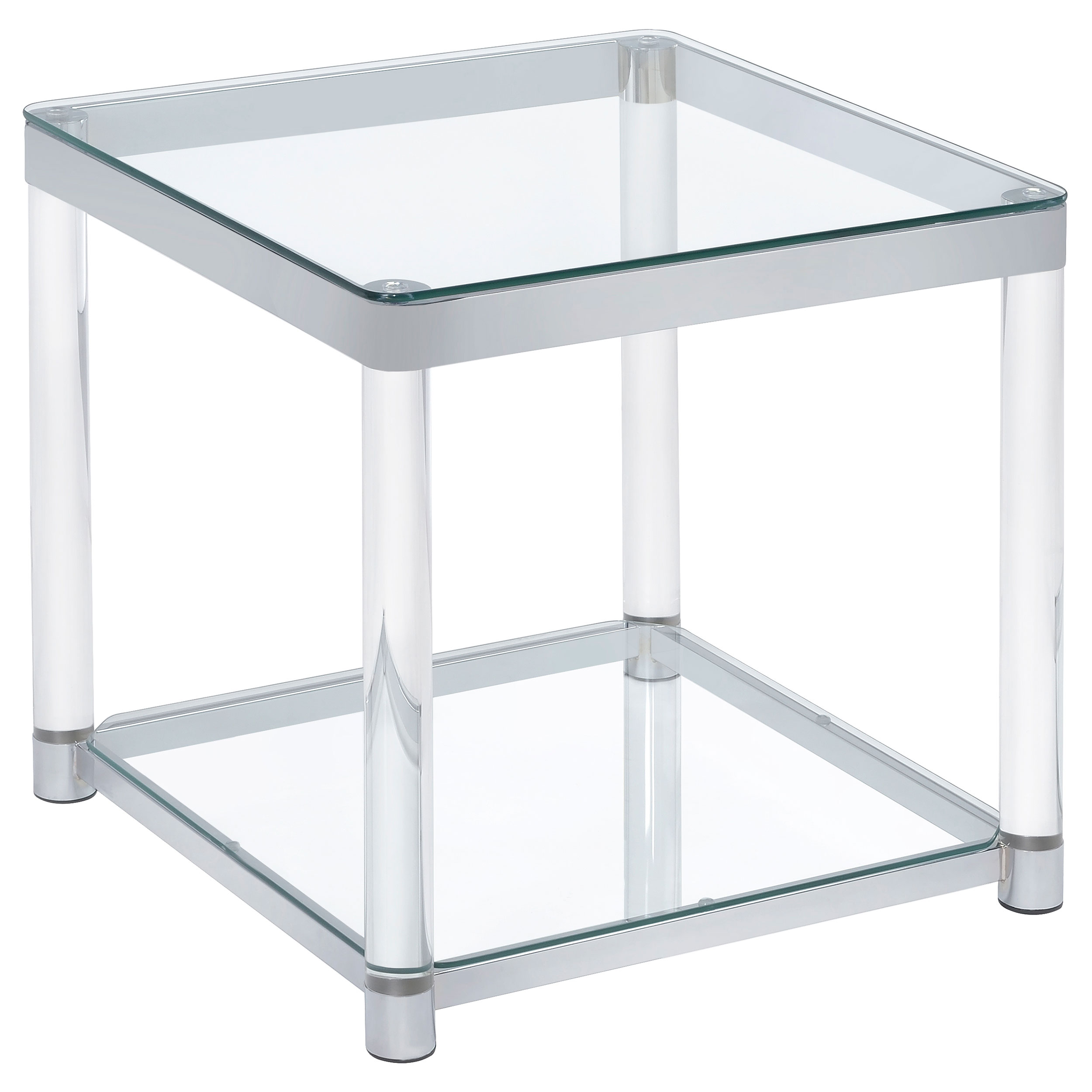 720747_02xHD Anne Square Glass Top Acrylic Leg Side End Table Chrome product image