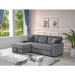 8060 Dark Gray Corduroy Fabric Pull Out Sectional Sofa & Storage By Milton Green Stars angled product image