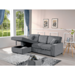 8060 Dark Gray Corduroy Fabric Pull Out Sectional Sofa & Storage By Milton Green Stars storage open product image