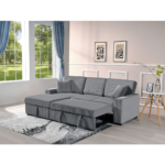 8060 Dark Gray Corduroy Fabric Pull Out Sectional Sofa & Storage By Milton Green Stars storage open sleeper open product image