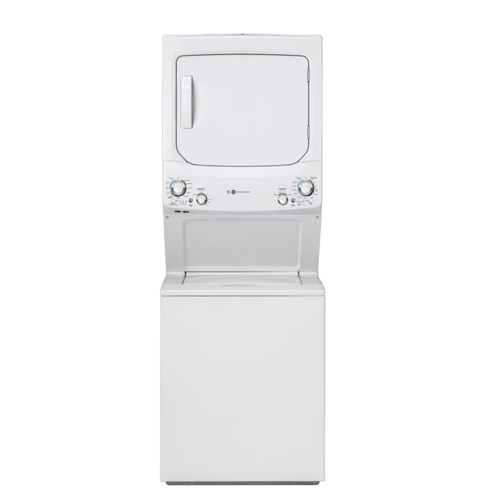 GE Unitized Spacemaker® ENERGY STAR® 3.9 cu. ft. Capacity Washer with Stainless Steel Basket and 5.9 cu. ft. Capacity Gas Dryer product image