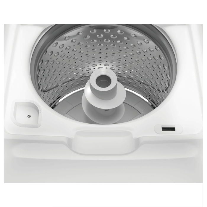 GE® 4.5 cu. ft. Capacity Washer with Spanish Panel and Wash Modes Soak and Power control drum close up product image
