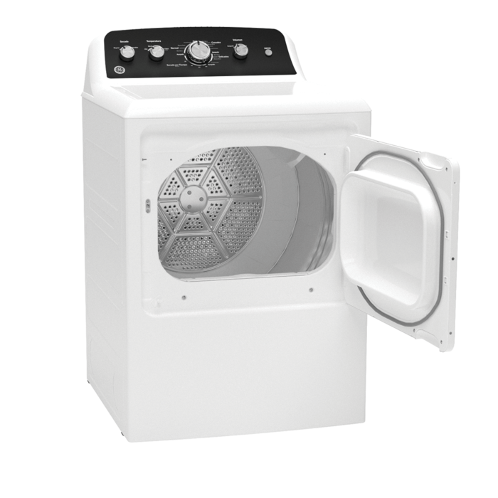 GE® 7.2 cu. ft. Capacity Gas Dryer with Spanish Panel door open product image