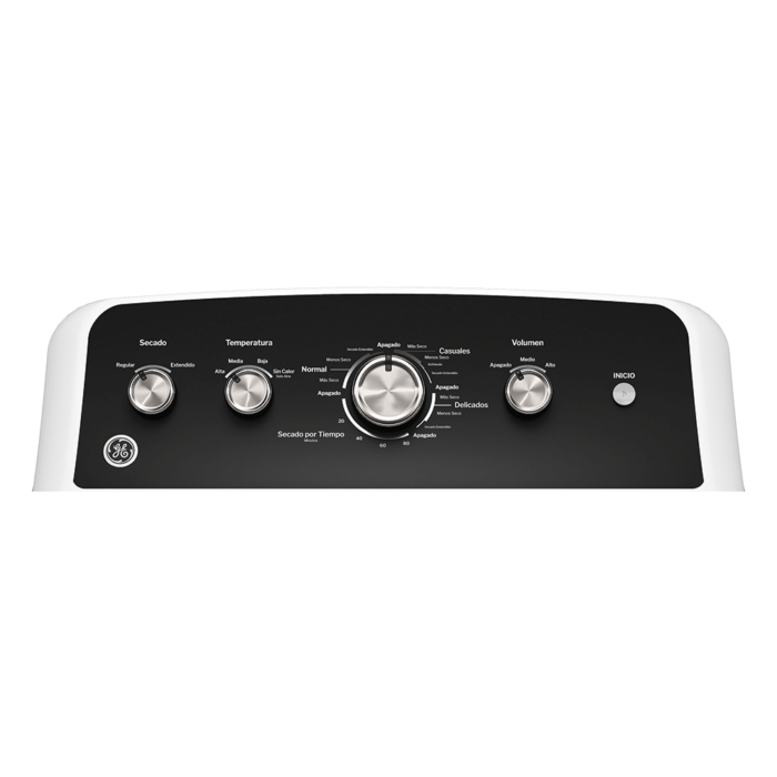 GE® 7.2 cu. ft. Capacity Gas Dryer with Spanish Panel spanish controls close up product image