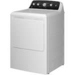 GE® 7.2 cu. ft. Capacity Gas Dryer with Spanish Panel angled product image