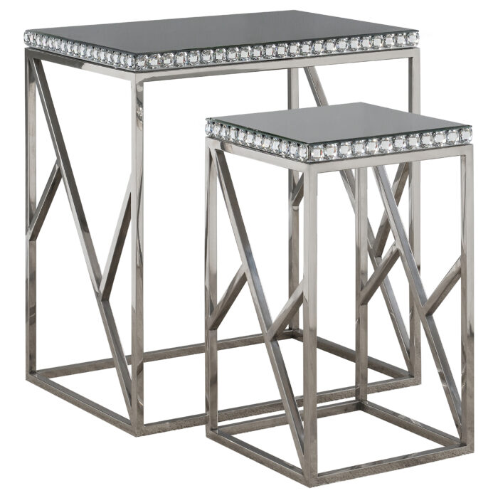 Betsy 2-piece Mirrored Stainless Steel Nesting Tables Silver product image