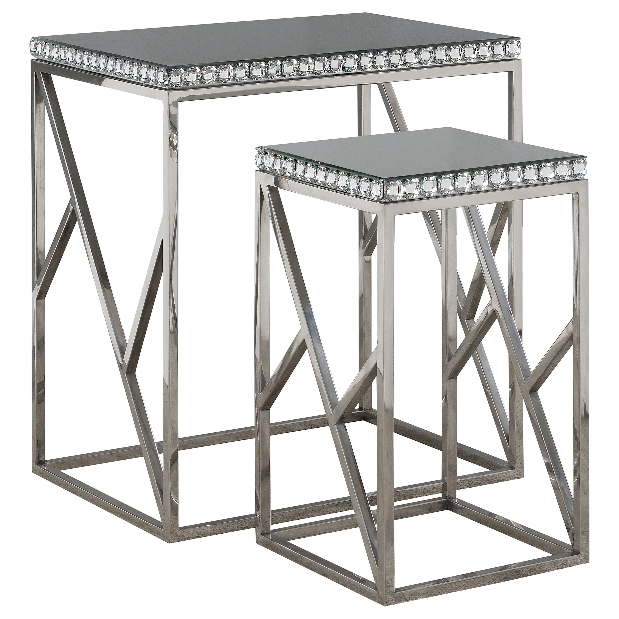 930226_02xHD Betsy 2-piece Mirrored Stainless Steel Nesting Tables Silver product image
