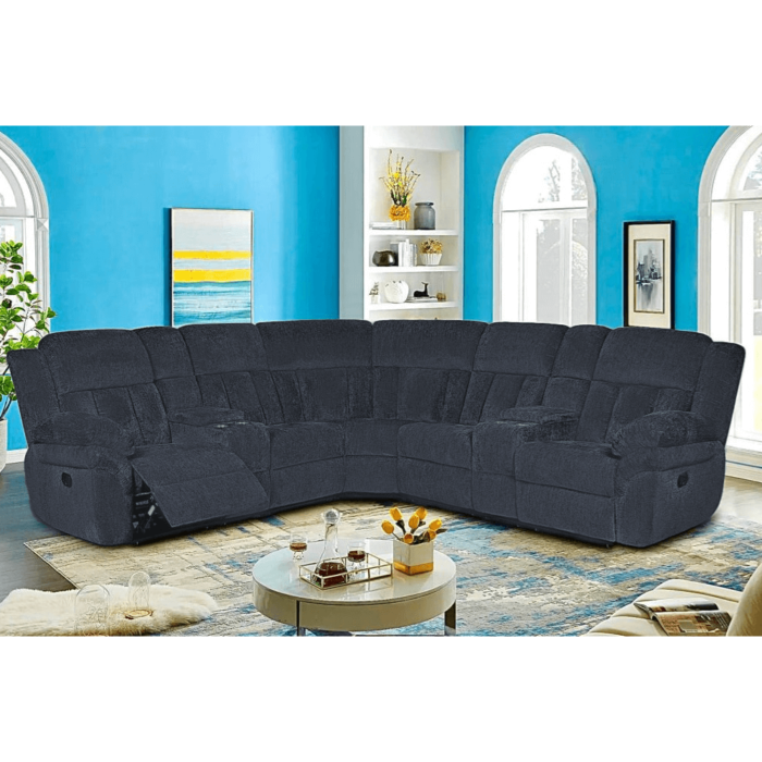Carter Dark Grey Fabric Modular Sectional with 2 Power Recliners By AC Pacific product image