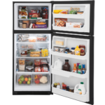 FRTD2021AB Frigidaire 20.5 Cu. Ft. Top Freezer Refrigerator door open with food in it product image